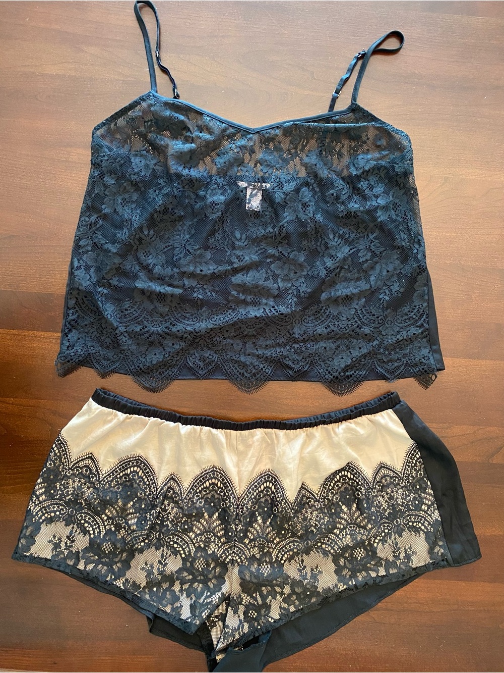 Victoria’s Secret lace lingerie top and shorts